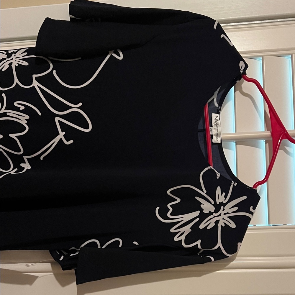Neiman Marcus Black Dress with White Floral Design - Picture 3 of 6